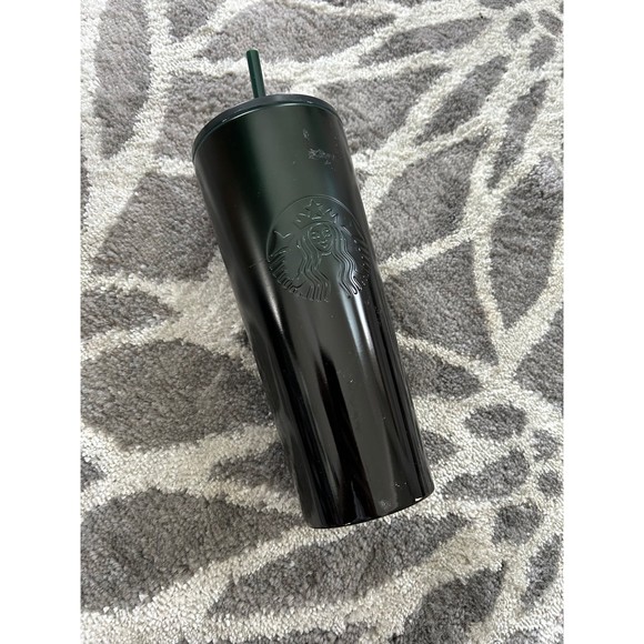 Starbucks Black Gradient 24oz Stainless Steel Tumbler 2021 Green Straw - Picture 1 of 5